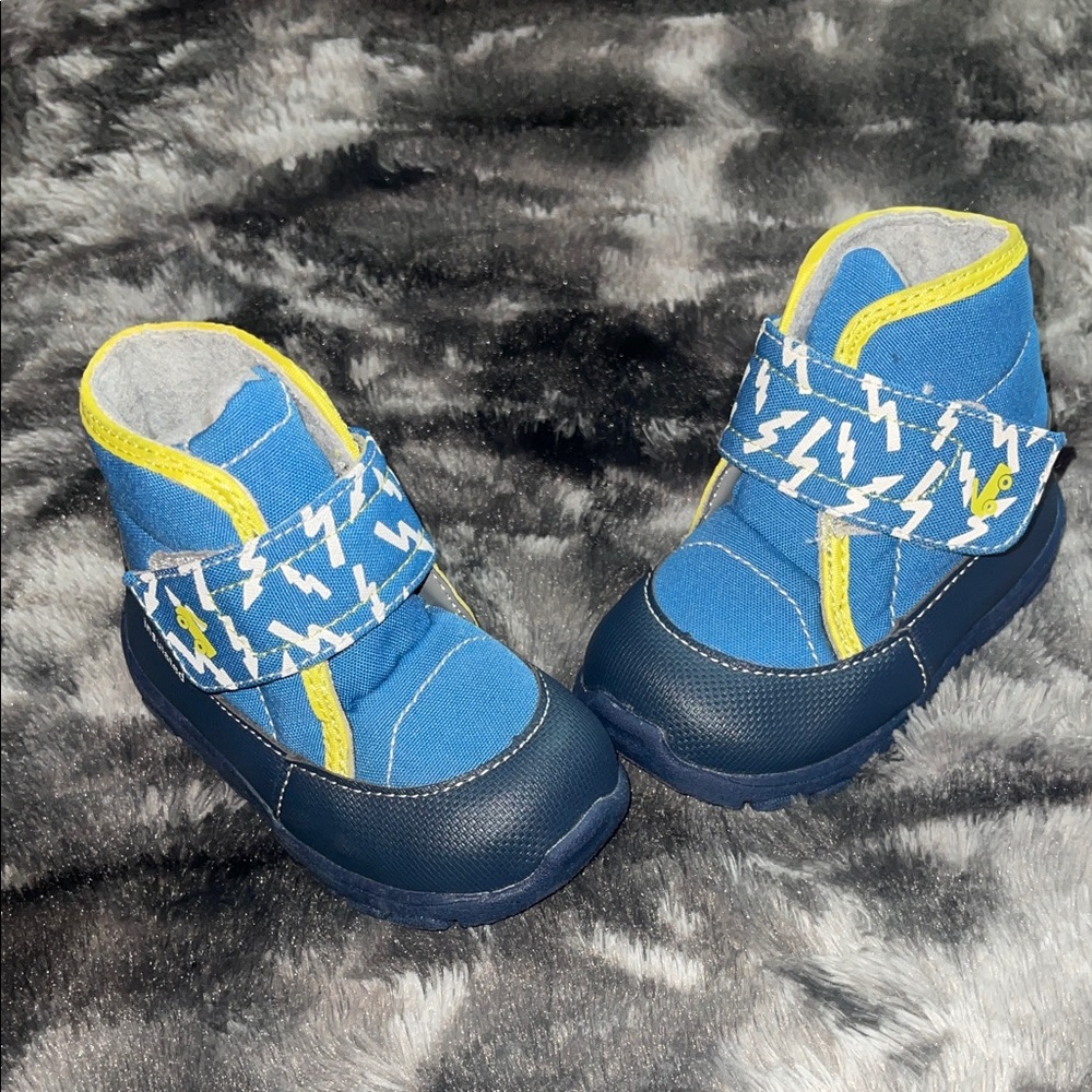 See Kai Run Blue and Yellow Velcro Kids Boots
